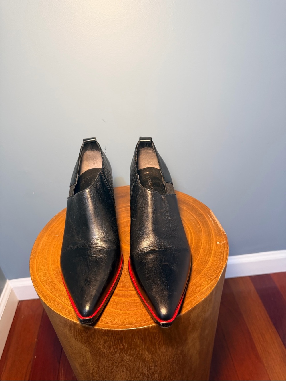 Sigerson Morrison Black Leather Pointed Toe Ankle Booties 7.5 Italy - Picture 3 of 9